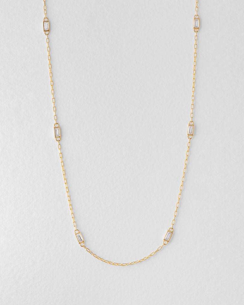 Baguette Diamond Station Necklace