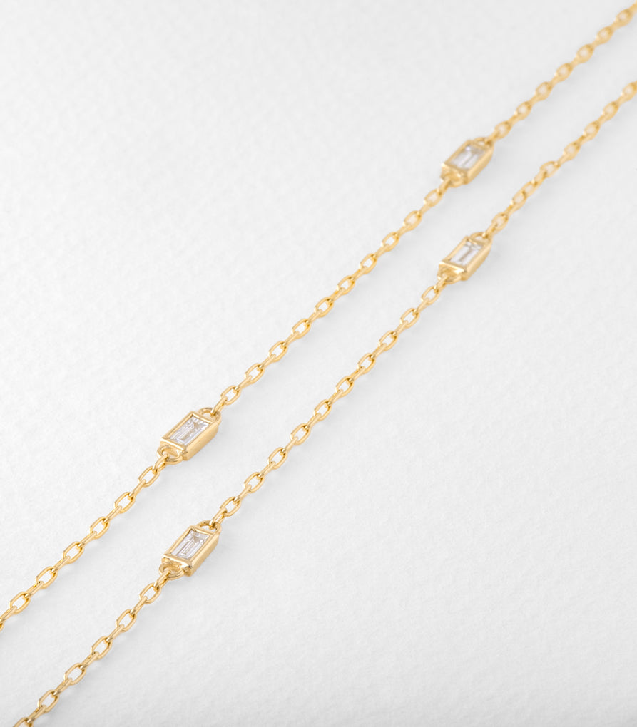 Baguette Diamond Station Necklace