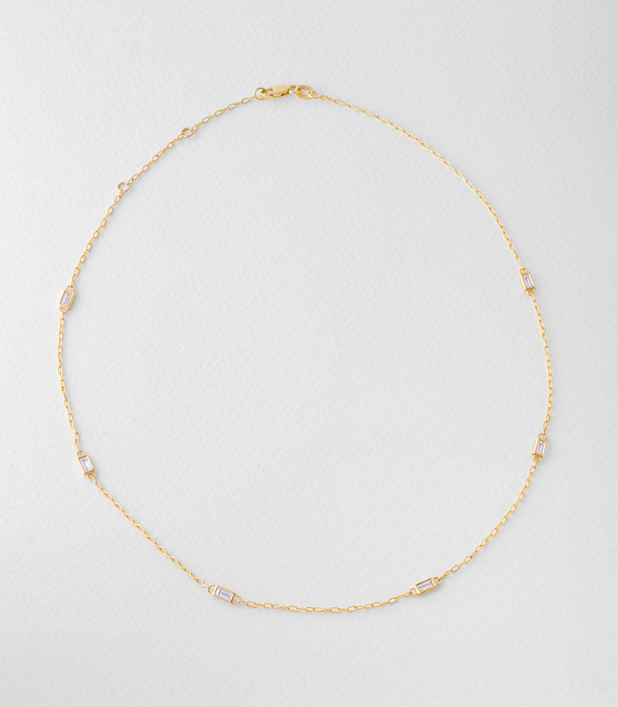 Baguette Diamond Station Necklace