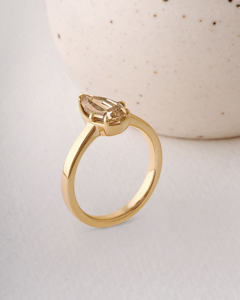 Georgie Ring - Champagne Geo Pear Cut Canadian Diamond
