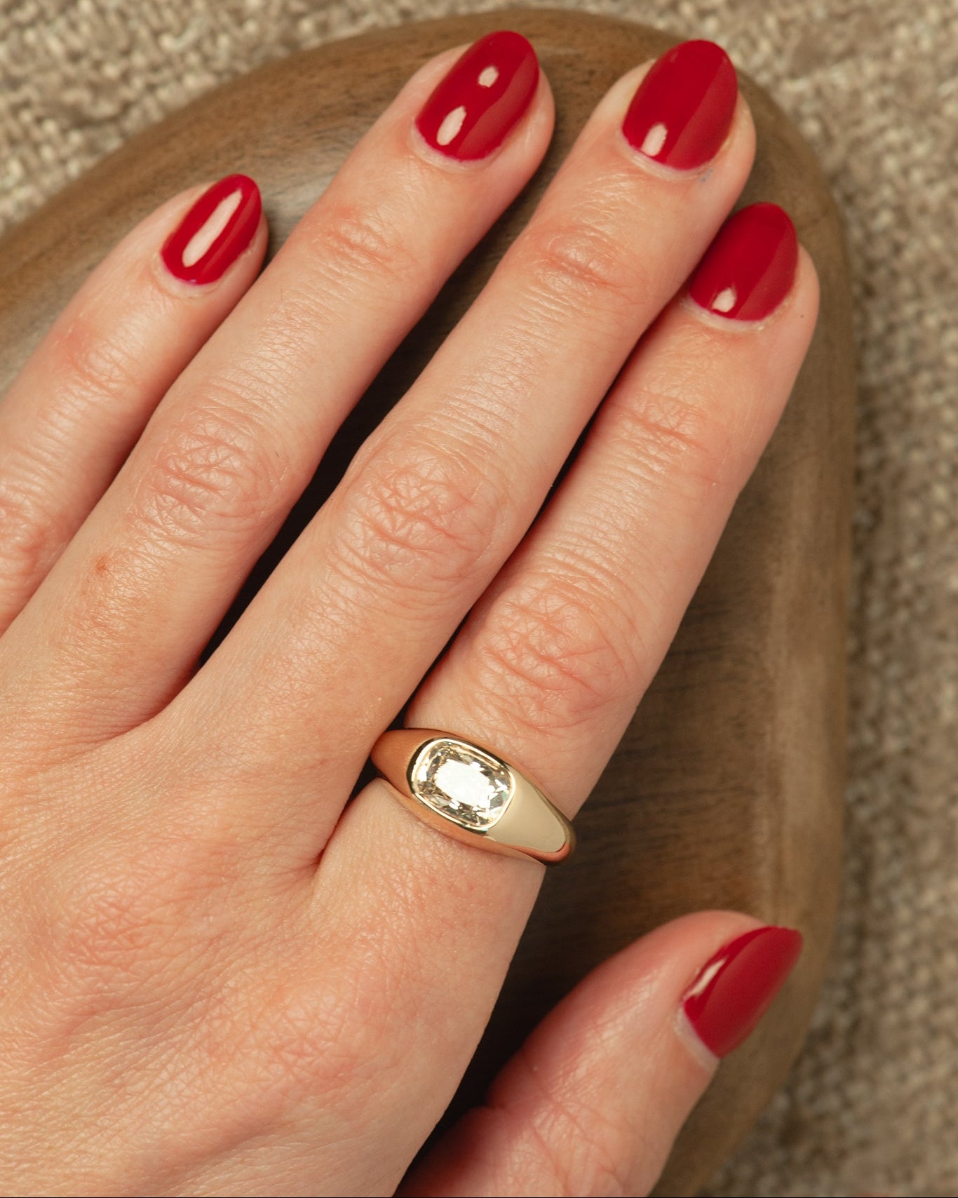 Jasper Ring - Champagne Modern Old Mine Cut Canadian Diamond