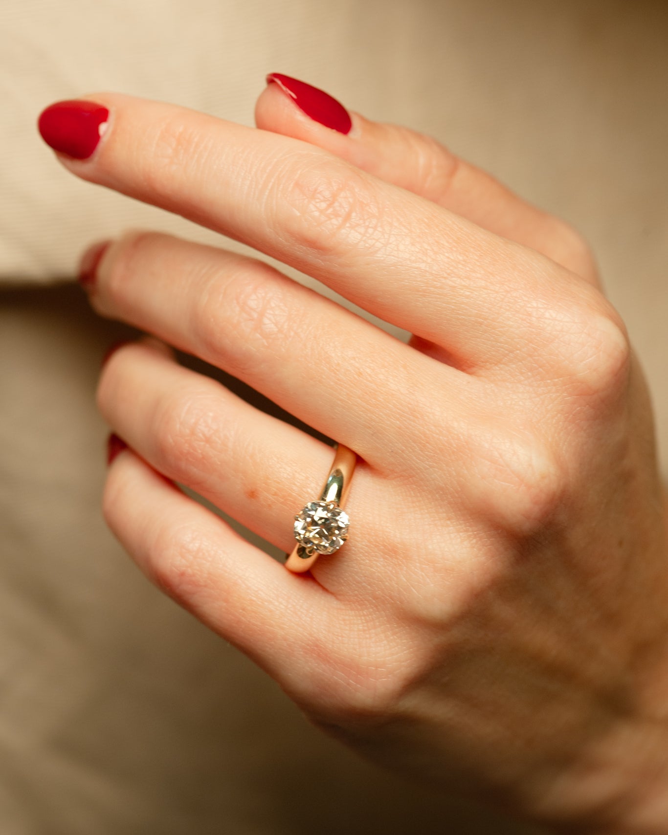 Liza Ring - Champagne Modern Old Mine Cut Canadian Diamond