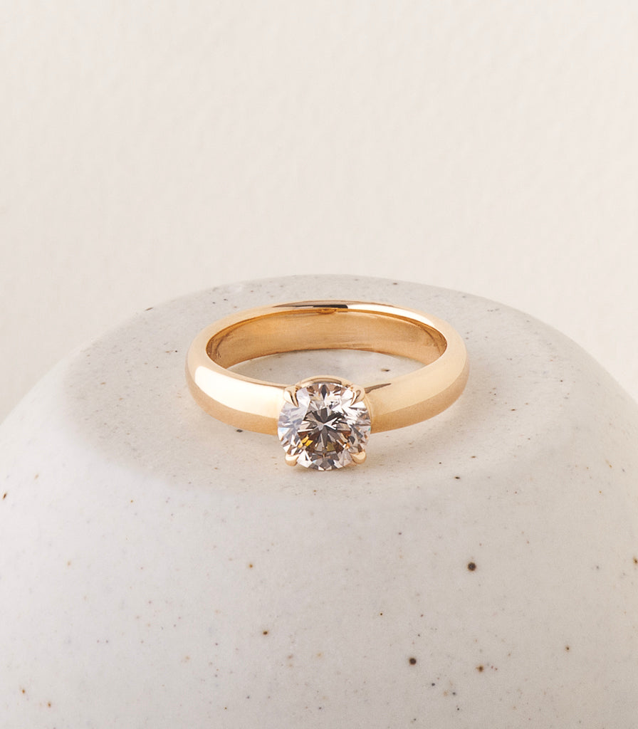 Ava Ring - Champagne Canadian Modern Antique Old European Cut