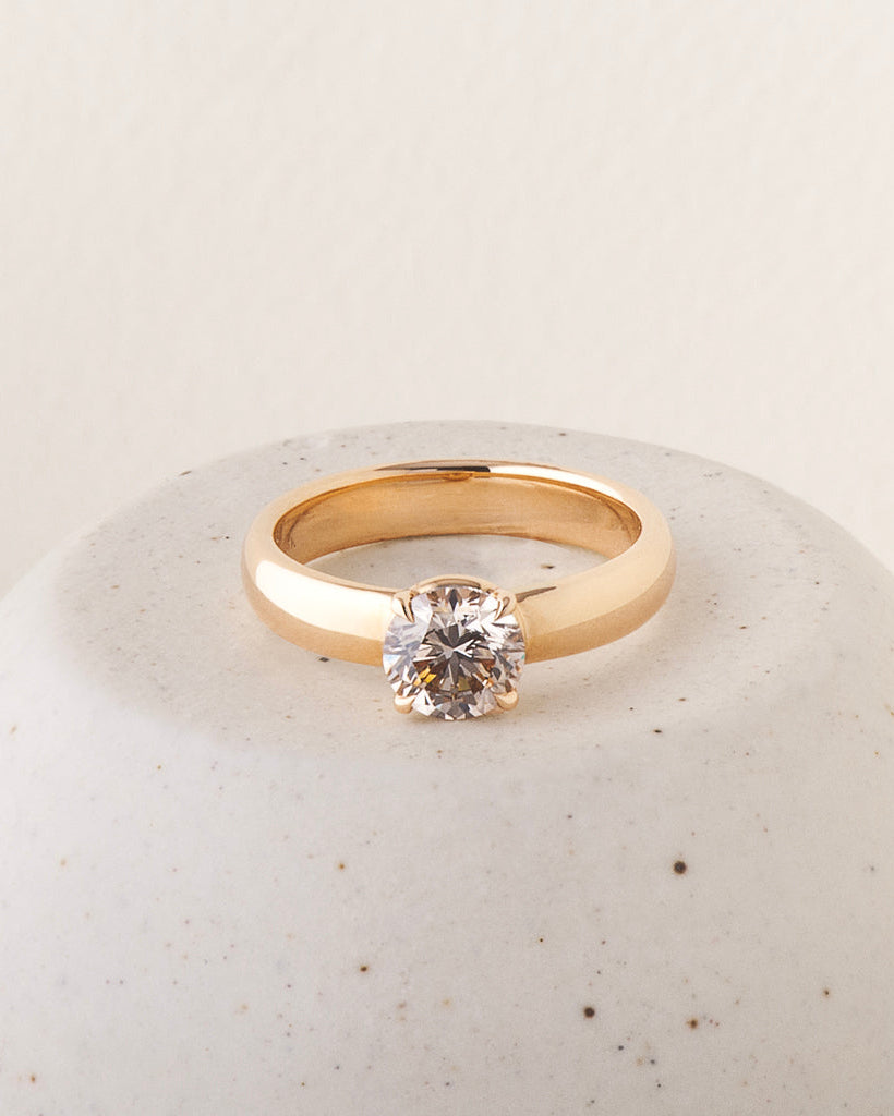 Ava Ring - Champagne Modern Old European Cut Diamond