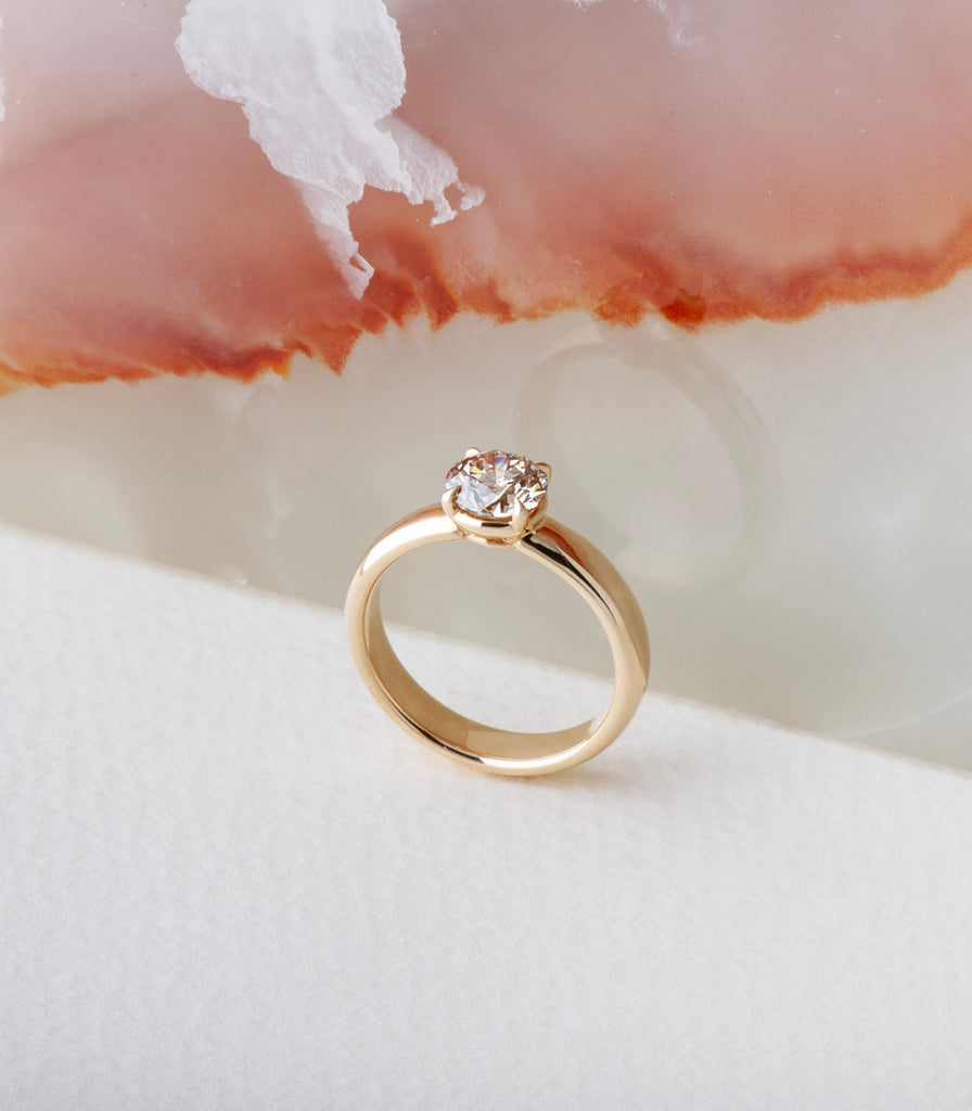 Ava Ring - Champagne Canadian Modern Antique Old European Cut