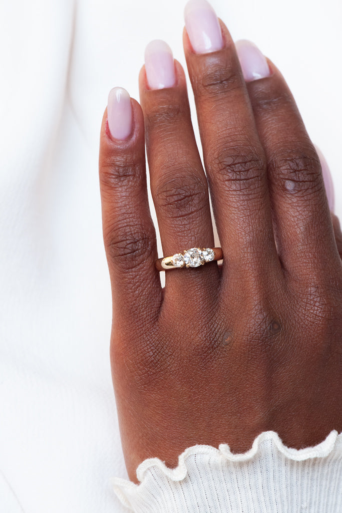 Carmel Ring - Antique Old Mine Cut Diamonds