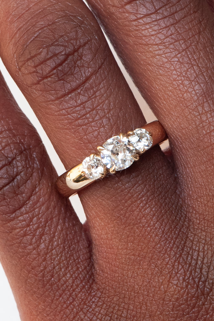 Carmel Ring - Antique Old Mine Cut Diamonds