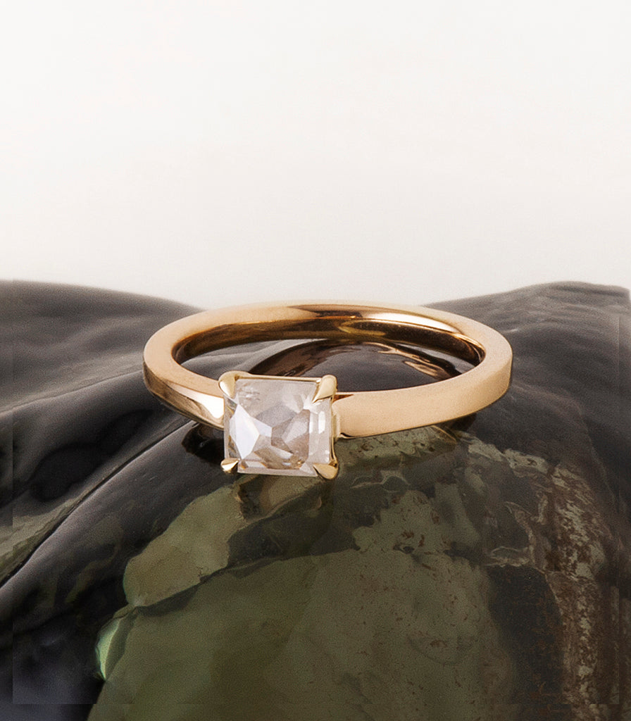 Eddie Ring - Icy Cut-Corner Rosecut Diamond