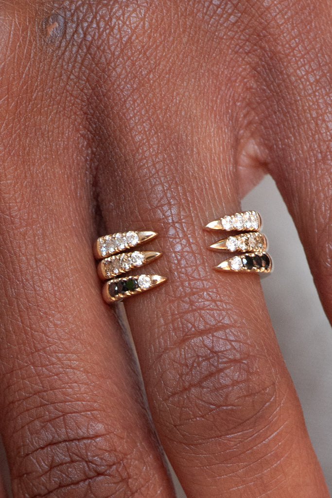 Diamond Torc Ring - Black