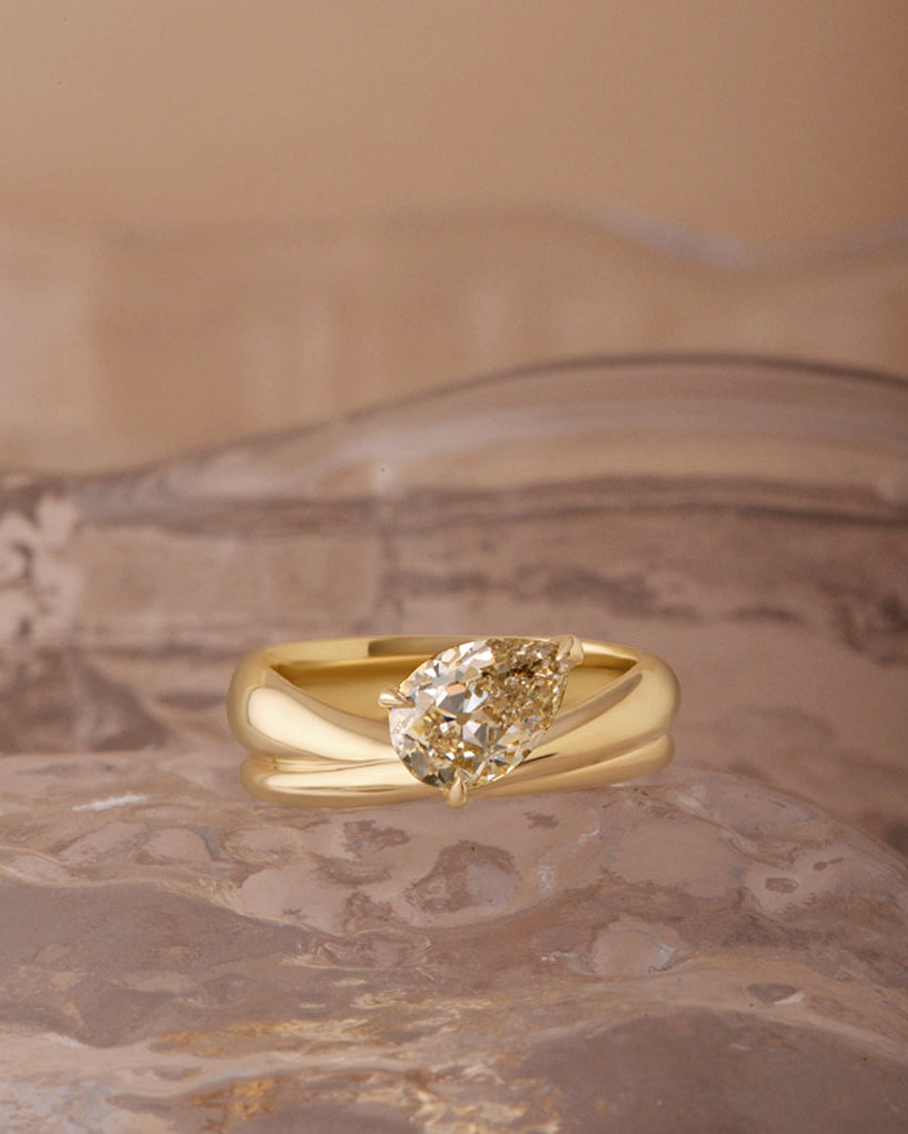 Cove Ring - Champagne Modern Antique Pear Cut Canadian Diamond