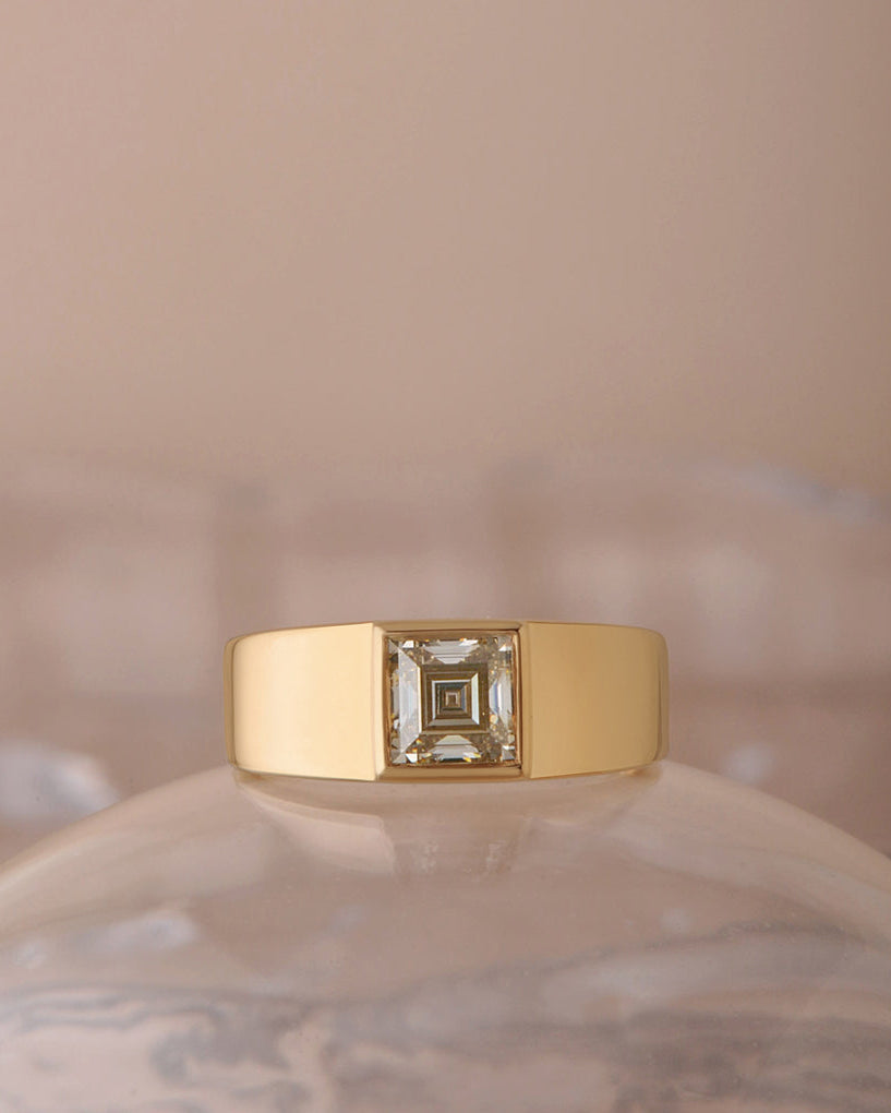 Ellis Ring - Champagne Carré Step Cut Canadian Diamond
