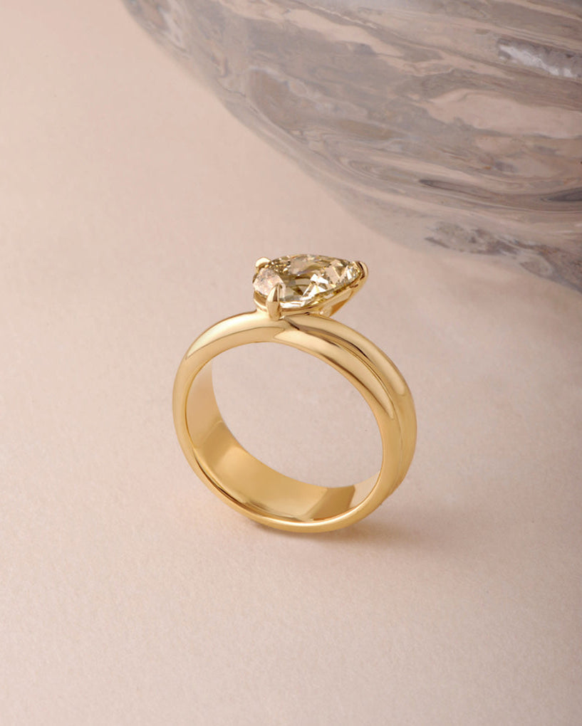 Cove Ring - Champagne Modern Antique Pear Cut Canadian Diamond