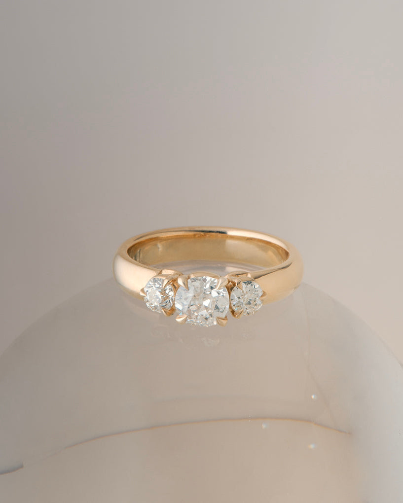 Carmel Ring - Antique Old Mine Cut Diamonds