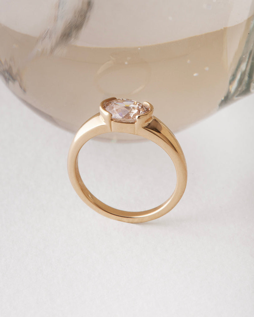 Toni Ring - Modern Antique Oval Cut Canadian Diamond