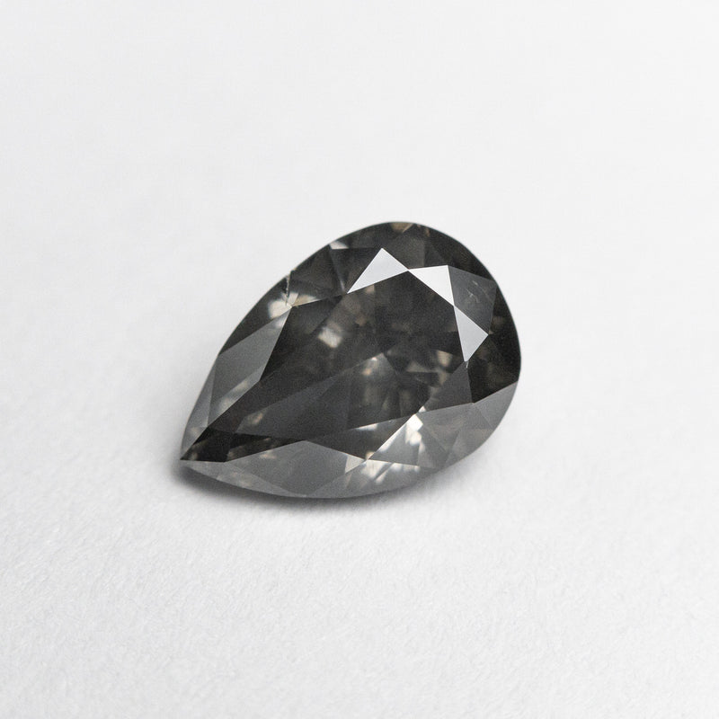 1.01ct 7.83x5.42x3.38mm Fancy Dark Grey Pear Brilliant 19913-01