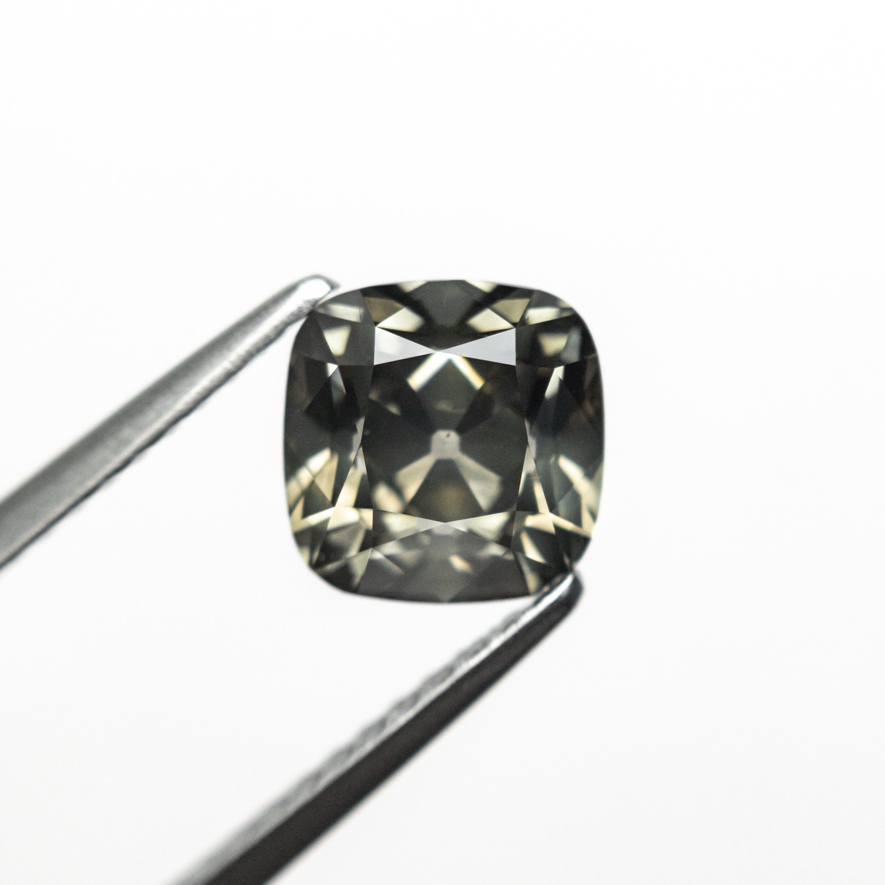 1.52ct 6.57x6.49x4.47mm GIA I1 Fancy Dark Greenish Grey Modern