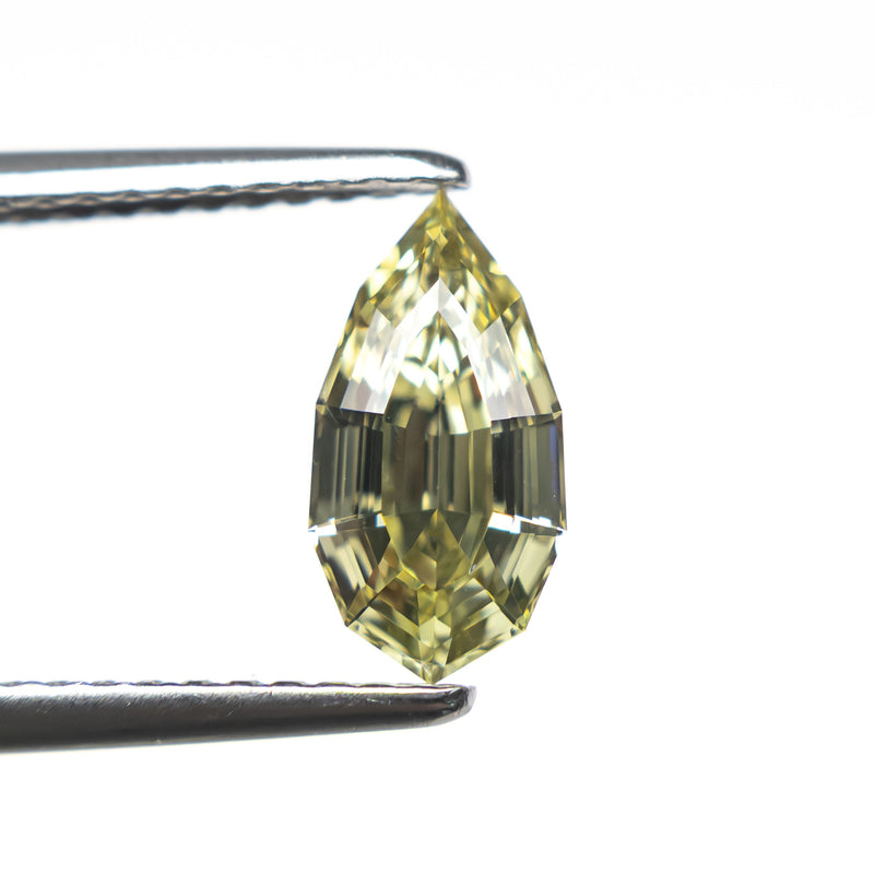 1.02ct 9.60x4.91x3.19mm VVS2 Greenish Yellow Geo Pear Step Cut 27905-10