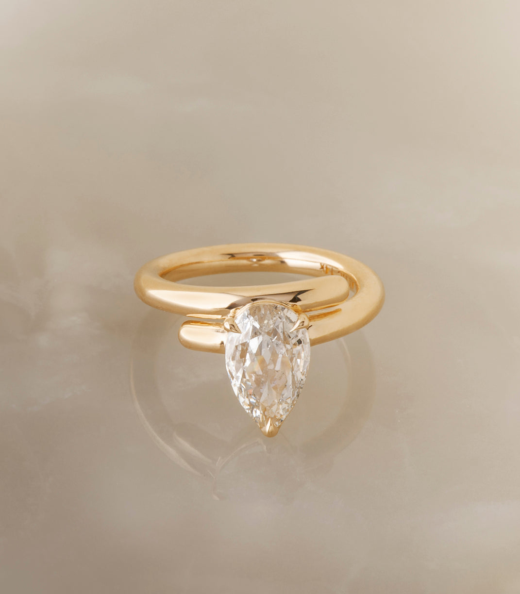 Barrel Ring - Antique Pear Diamond