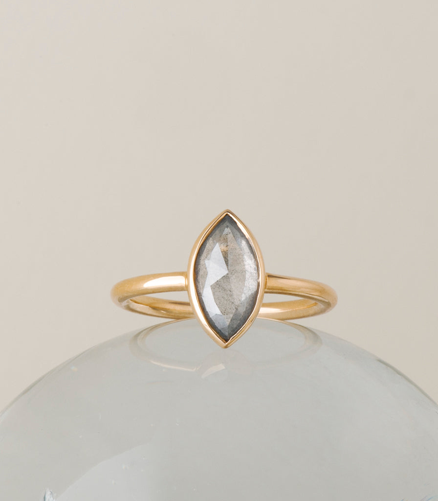 Atoll Ring - Grey Marquise Rosecut Diamond