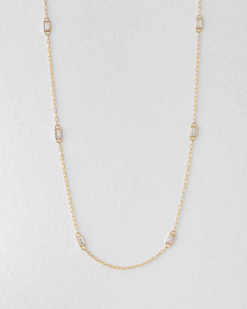 Baguette Diamond Station Necklace