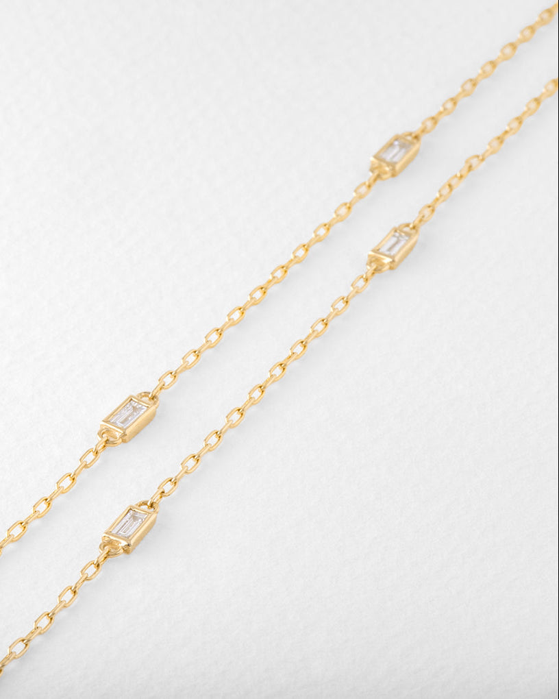 Baguette Diamond Station Necklace