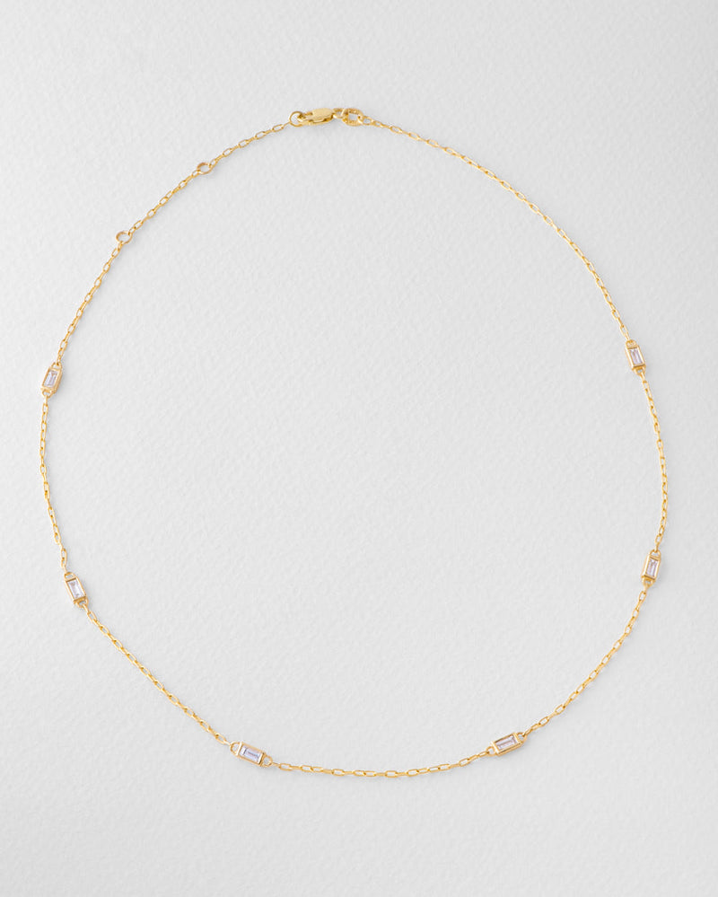 Baguette Diamond Station Necklace