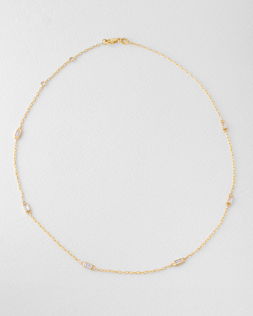 Baguette Diamond Station Necklace