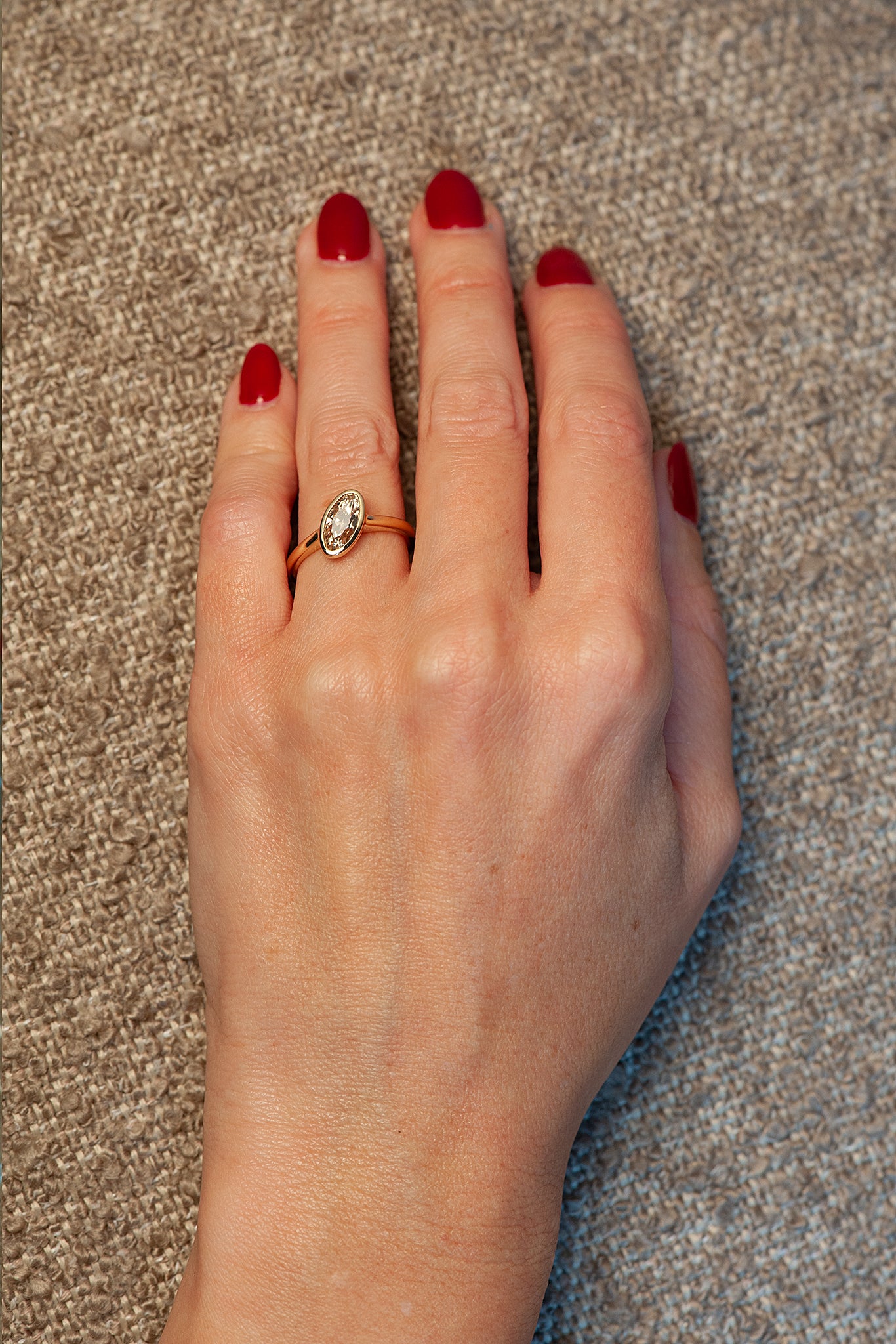 Bella Ring - Champagne Modern Antique Moval Cut Canadian Diamond