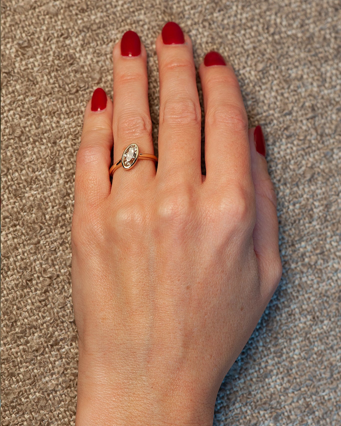 Bella Ring - Champagne Modern Antique Moval Cut Canadian Diamond