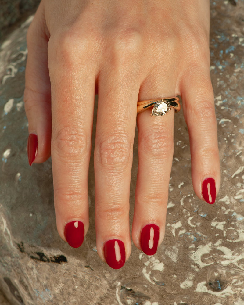 Cove Ring - Champagne Modern Antique Pear Cut Canadian Diamond