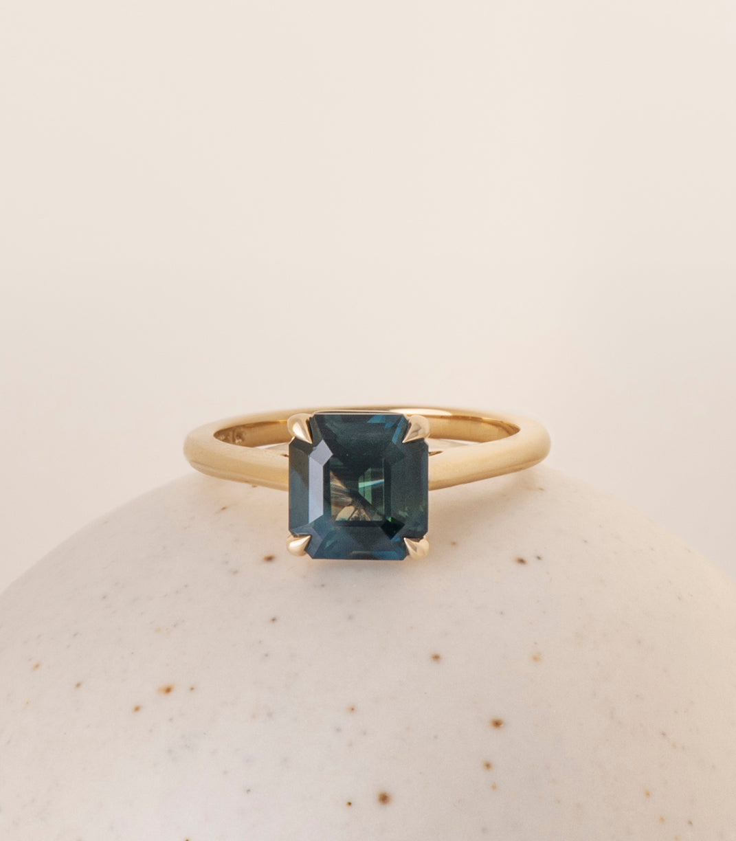 Freya Ring - Green Cut-Corner Rectangle Sapphire