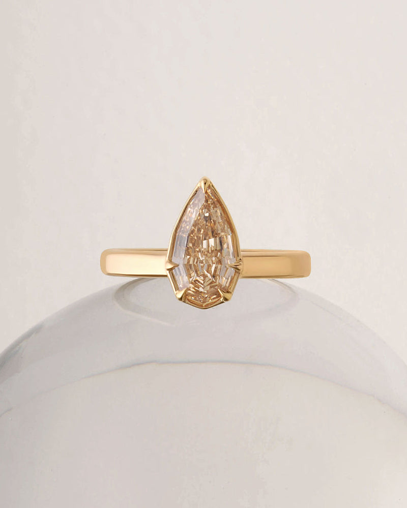 Georgie Ring - Champagne Geo Pear Cut Canadian Diamond