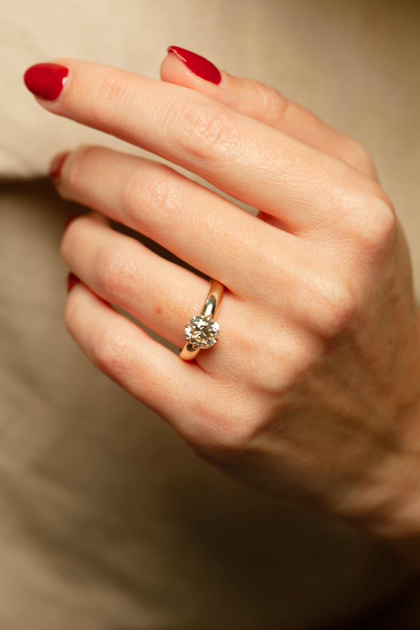 Liza Ring - Champagne Modern Old Mine Cut Canadian Diamond