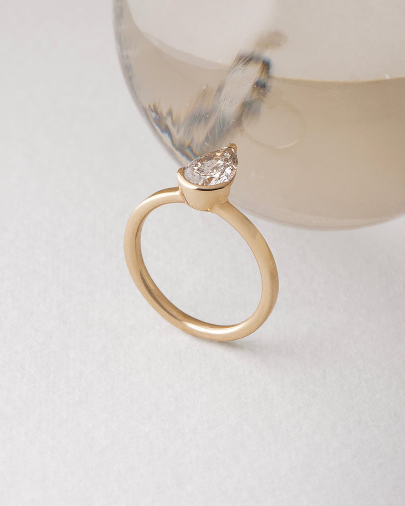 ATTIC Ring - Salt + Pepper Pear Brilliant Cut Diamond