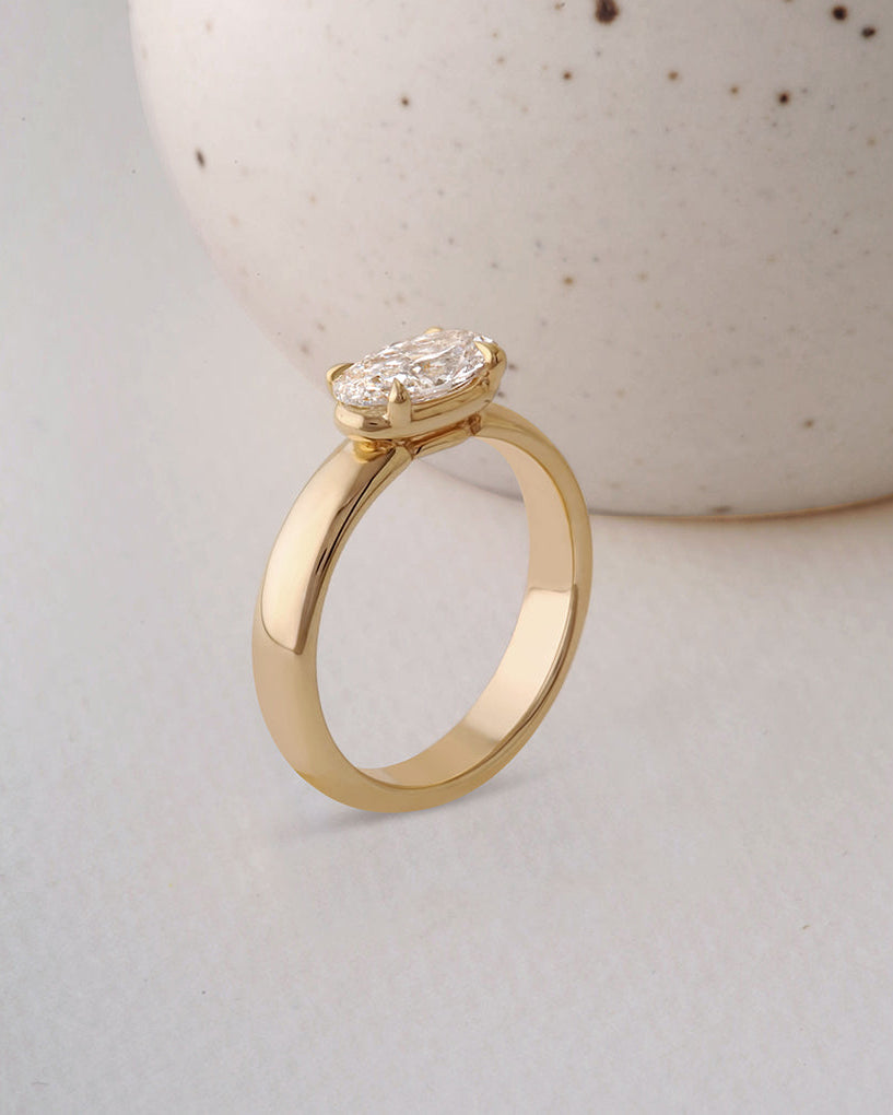Ava Ring - Moval Brilliant Cut Diamond