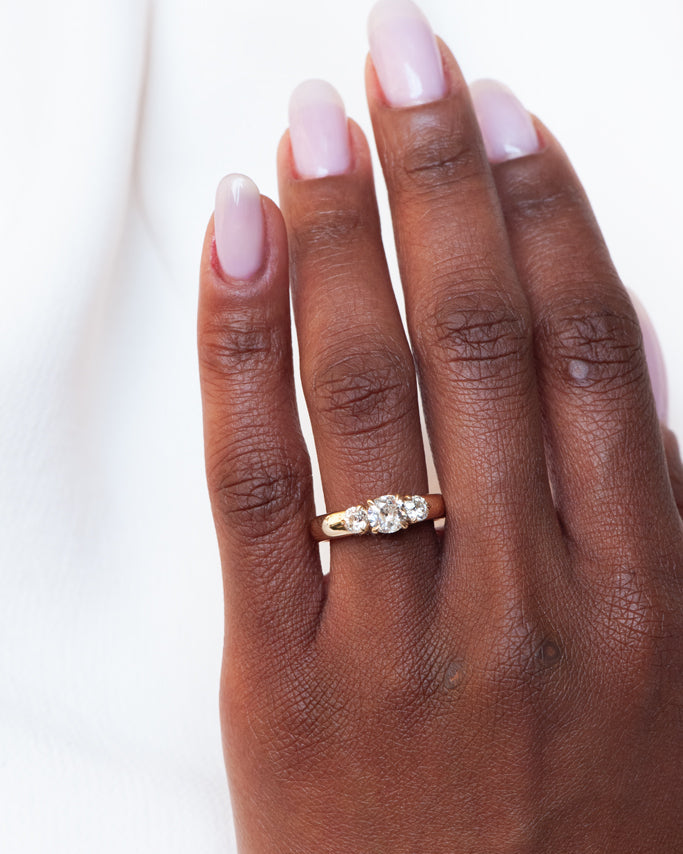 Carmel Ring - Antique Old Mine Cut Diamonds