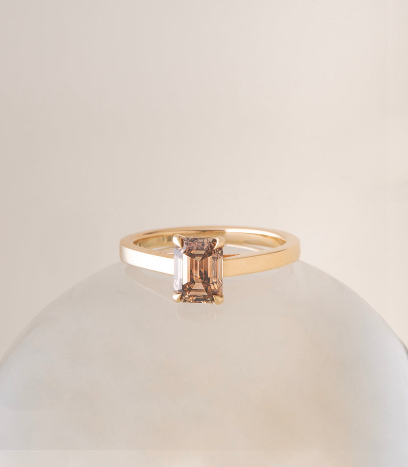 Eddie Ring - Champagne Emerald Cut Diamond