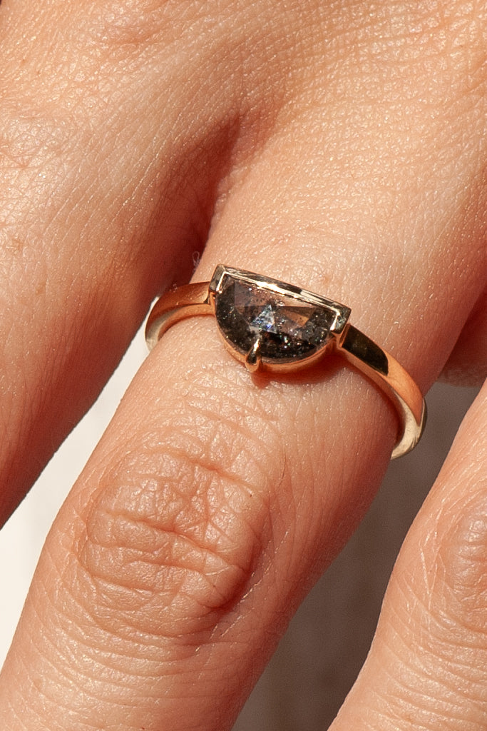 ATTIC Ring - Salt + Pepper Half Moon Diamond