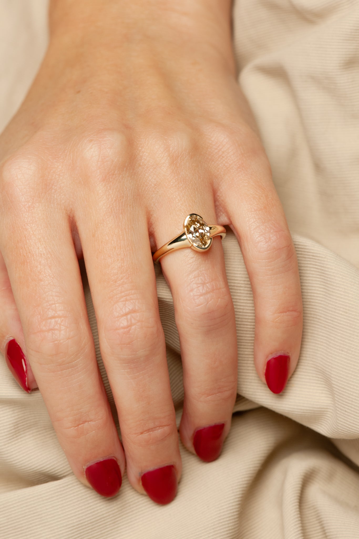 Talia Ring - Champagne Modern Antique Moval Cut Canadian Diamond