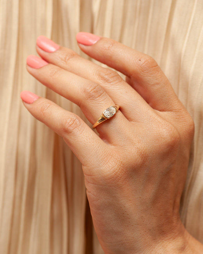 Toni Ring - Modern Antique Oval Cut Canadian Diamond