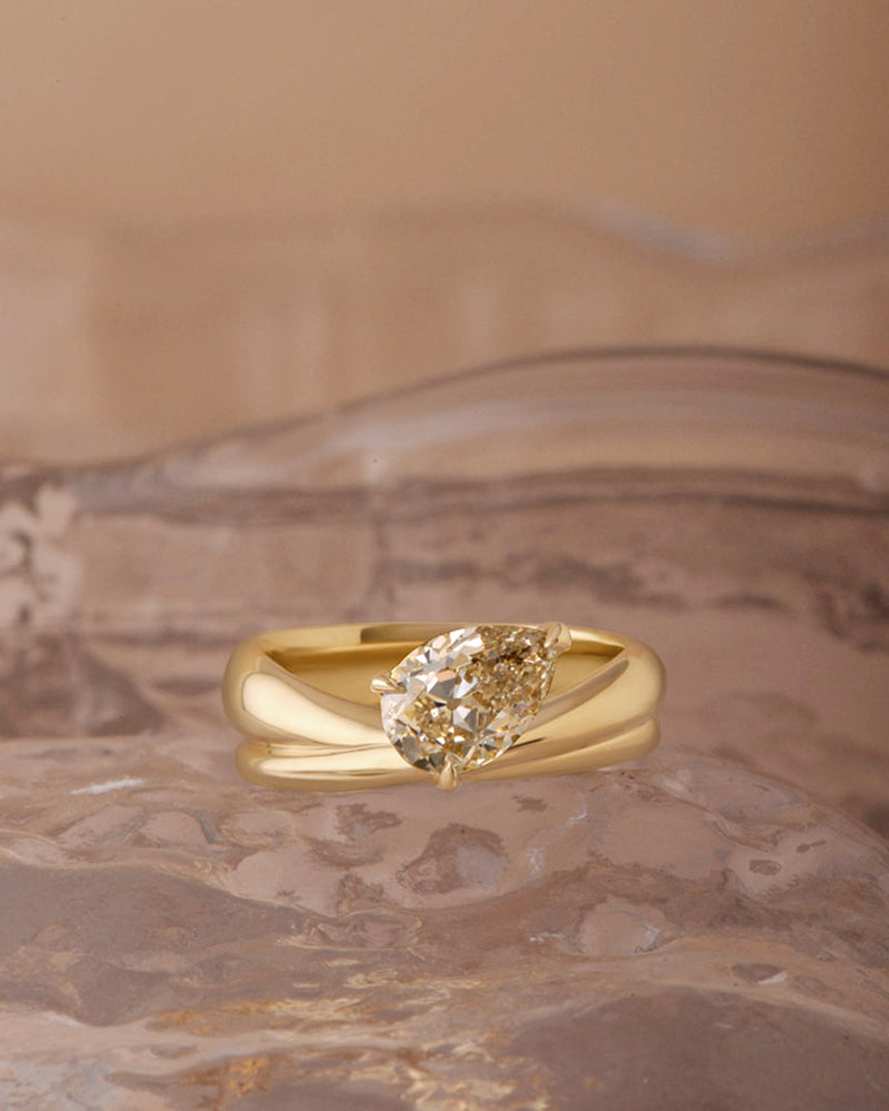 Cove Ring - Champagne Modern Antique Pear Cut Canadian Diamond