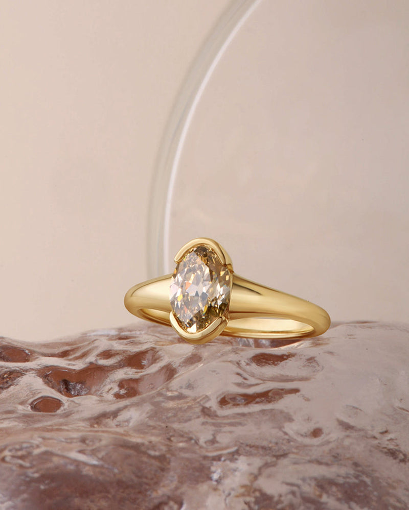 Talia Ring - Champagne Modern Antique Moval Cut Canadian Diamond