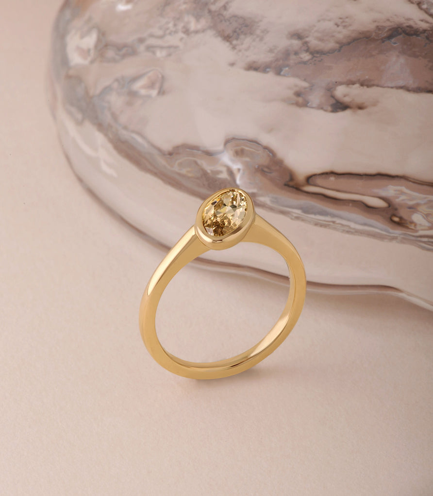 Bella Ring - Champagne Modern Antique Moval Cut Canadian Diamond