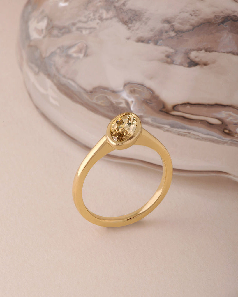 Bella Ring - Champagne Modern Antique Moval Cut Canadian Diamond