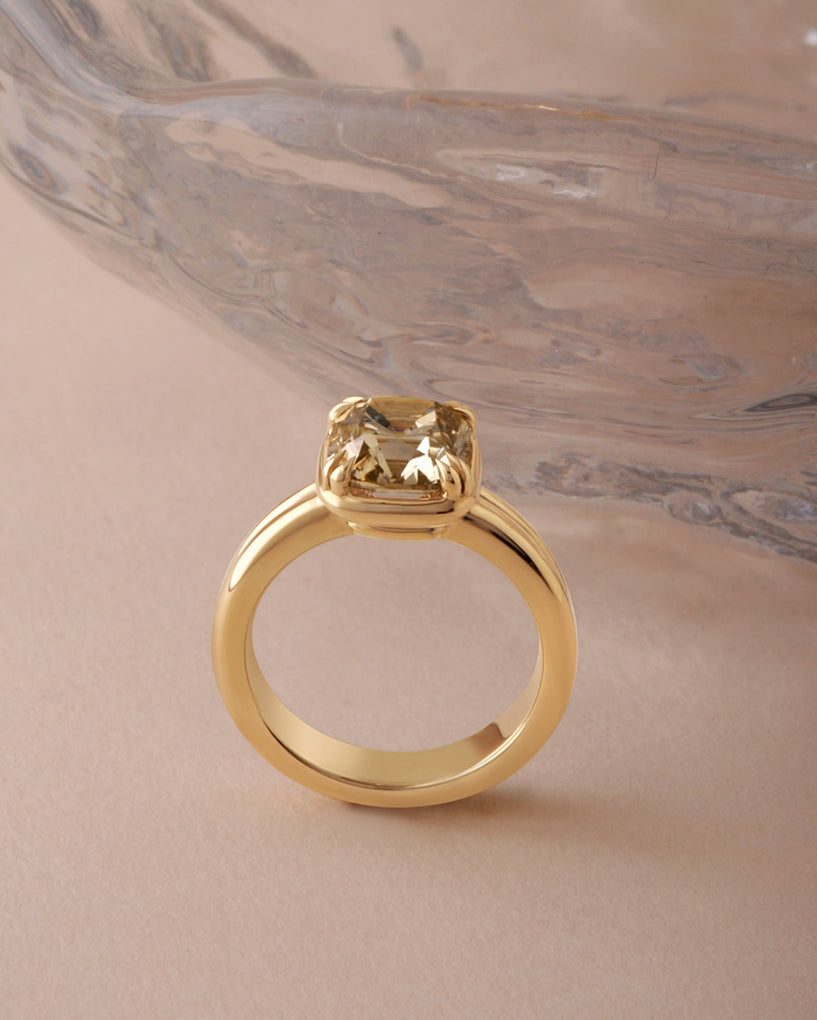 Cleo Ring - Champagne Modern Old Mine Cut Canadian Diamond
