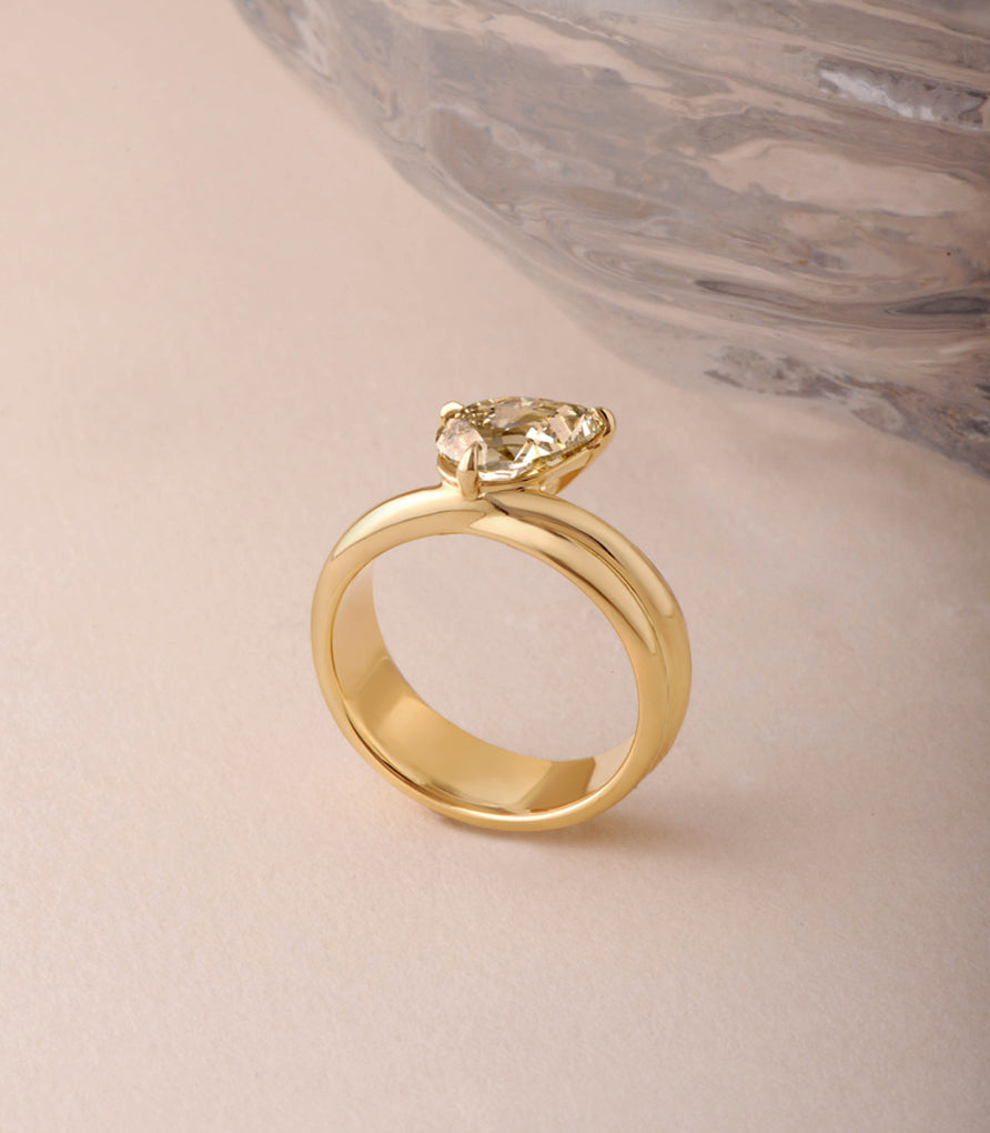 Cove Ring - Champagne Modern Antique Pear Cut Canadian Diamond