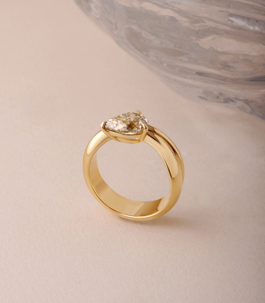Cove Ring - Champagne Modern Antique Pear Cut Canadian Diamond