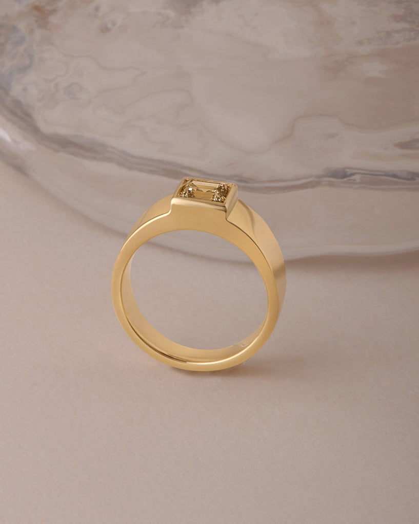 Ellis Ring - Champagne Carré Step Cut Canadian Diamond
