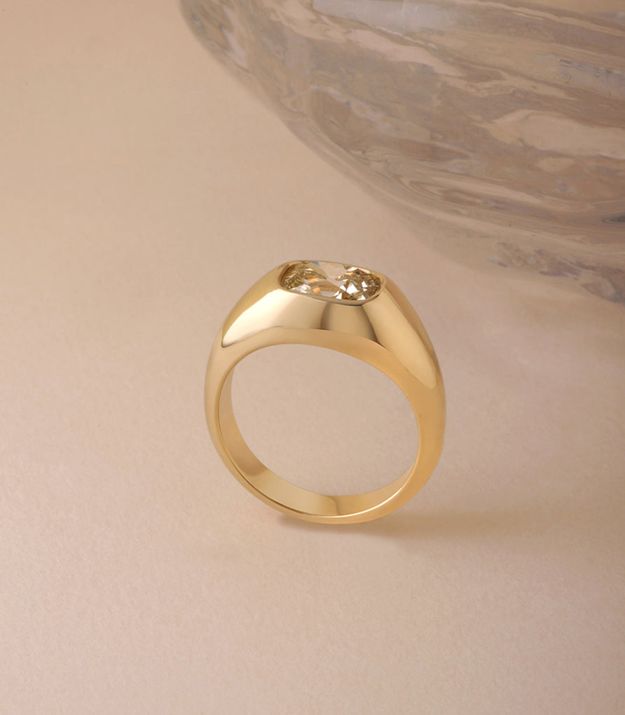 Jasper Ring - Champagne Modern Old Mine Cut Canadian Diamond