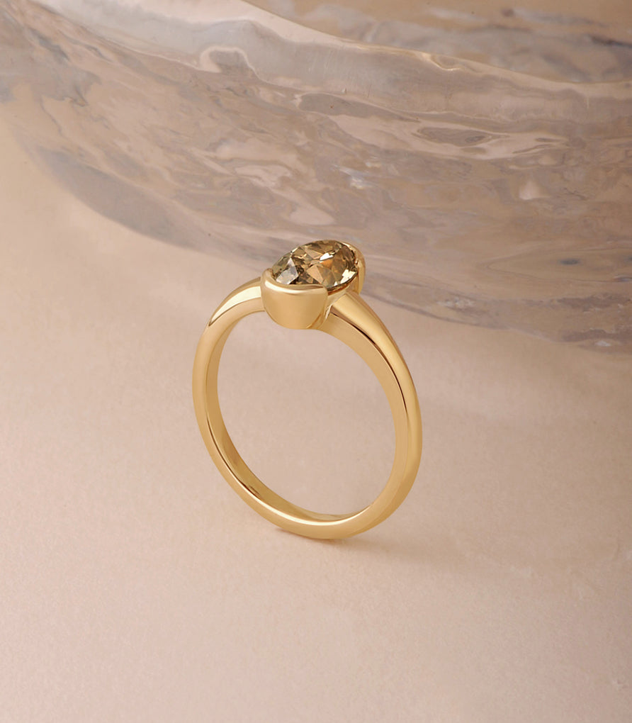 Talia Ring - Champagne Modern Antique Moval Cut Canadian Diamond